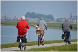 seniors active riding bikes without back pain from degenerative joint disease